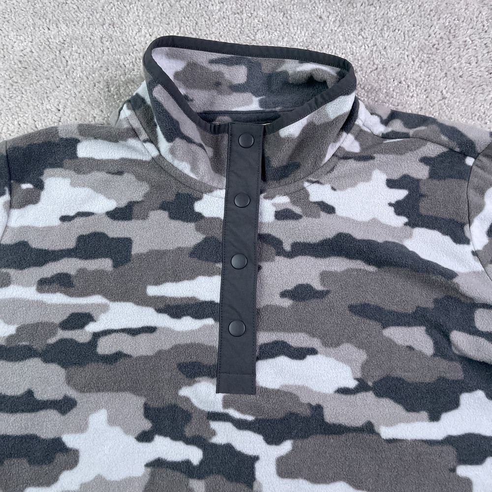 Duluth Sweater Womens Large Grey Camo Printed Fleece Quarter Snap Pullover - Picture 2 of 12
